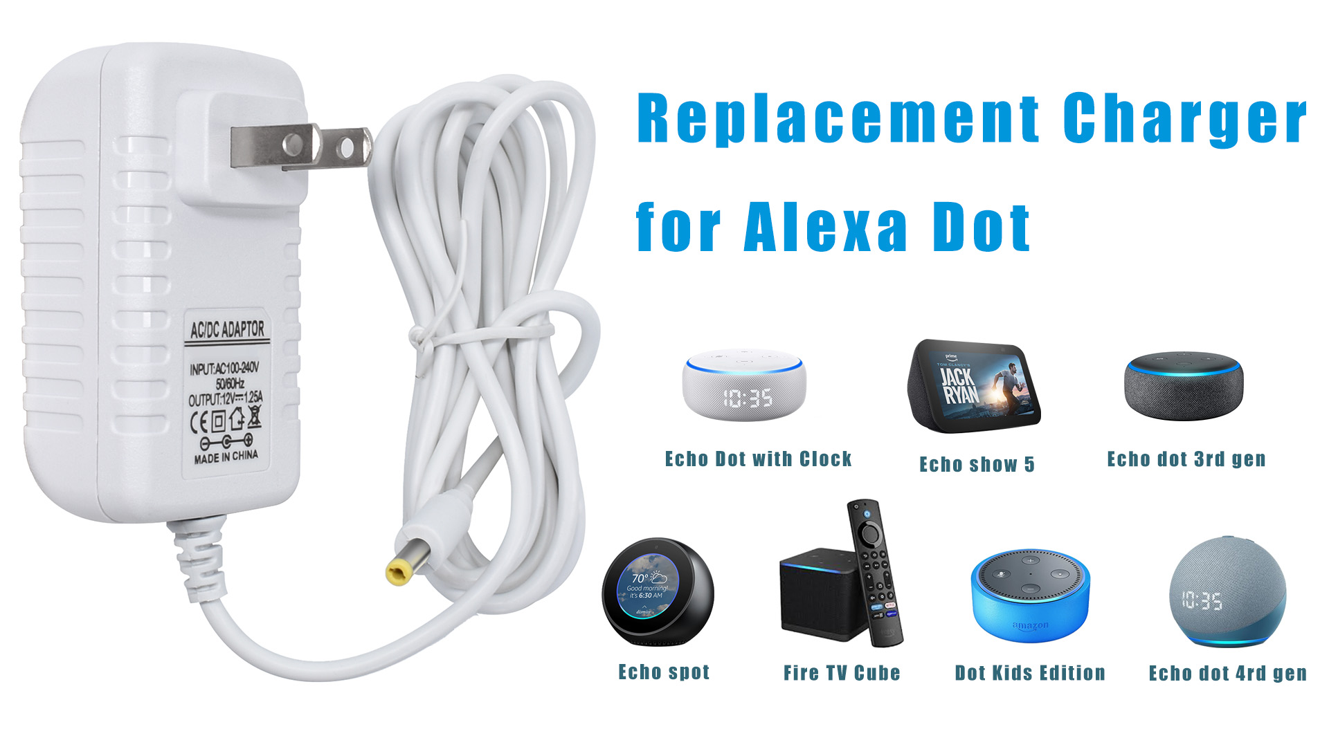 Amazon.com: BOEEA 15W Power Cord Replacement for Alexa Dot 3rd Gen