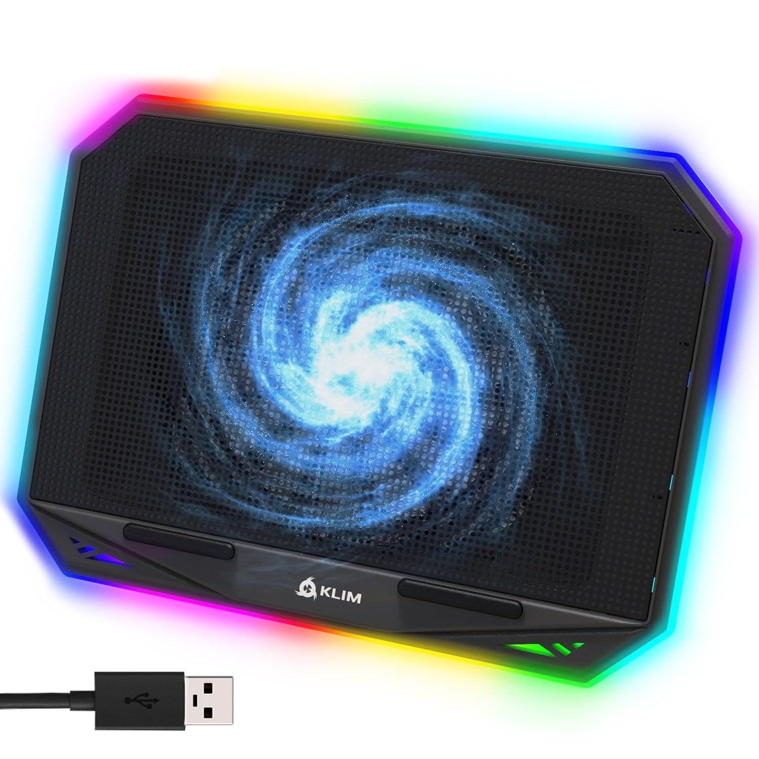 KLIM K21 + Refroidisseur PC Portable RGB + 11" - 17" + Support PC Portable Ventilé Gamer + Ventilateur Puissant + Stable et Silencieux + Compatible Mac et PS4 + NOUVEAUTÉ 2022