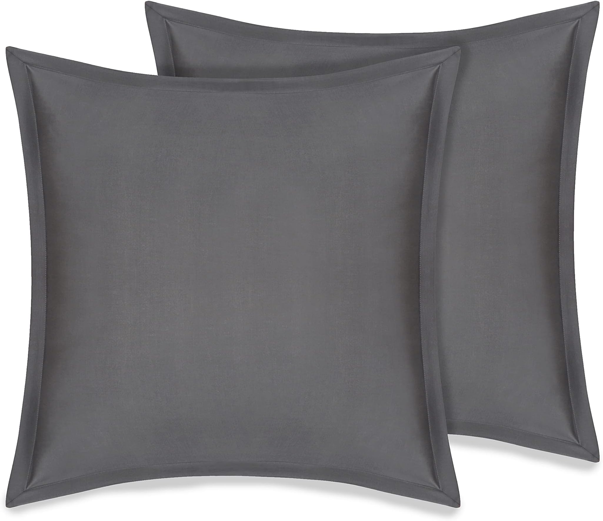 DelaraGOTS Certified 100% Organic Cotton Euro Sham Set of 2, 2 Inch Flange, 26"X26" (Heather Check)