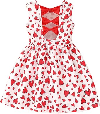 Popshion Toddler Summer Dresses for Girls Leopard Print Dress Back Bowknot Dress Dinosaur Clothes Kids Sleeveless Sundress