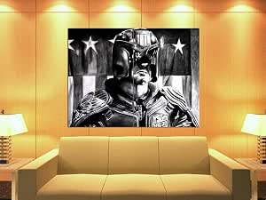 XV1123 Dredd Portrait Art Drawing Flag Karl Urban 2012 Movie HUGE GIANT ...