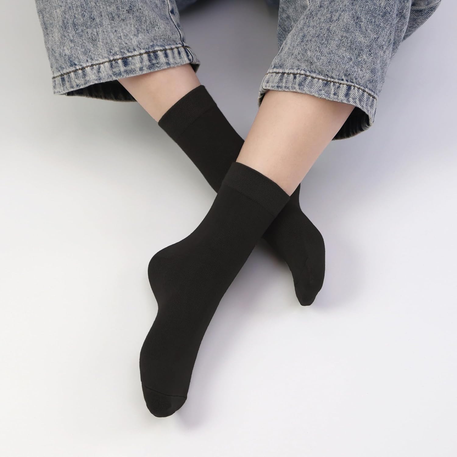 SERISIMPLE Kids Viscose Bamboo School Socks Soft flate Seam Color Anti Odor Thin Breathable Stretch Cuffs Girls Boy 5 Pairs - Image 2