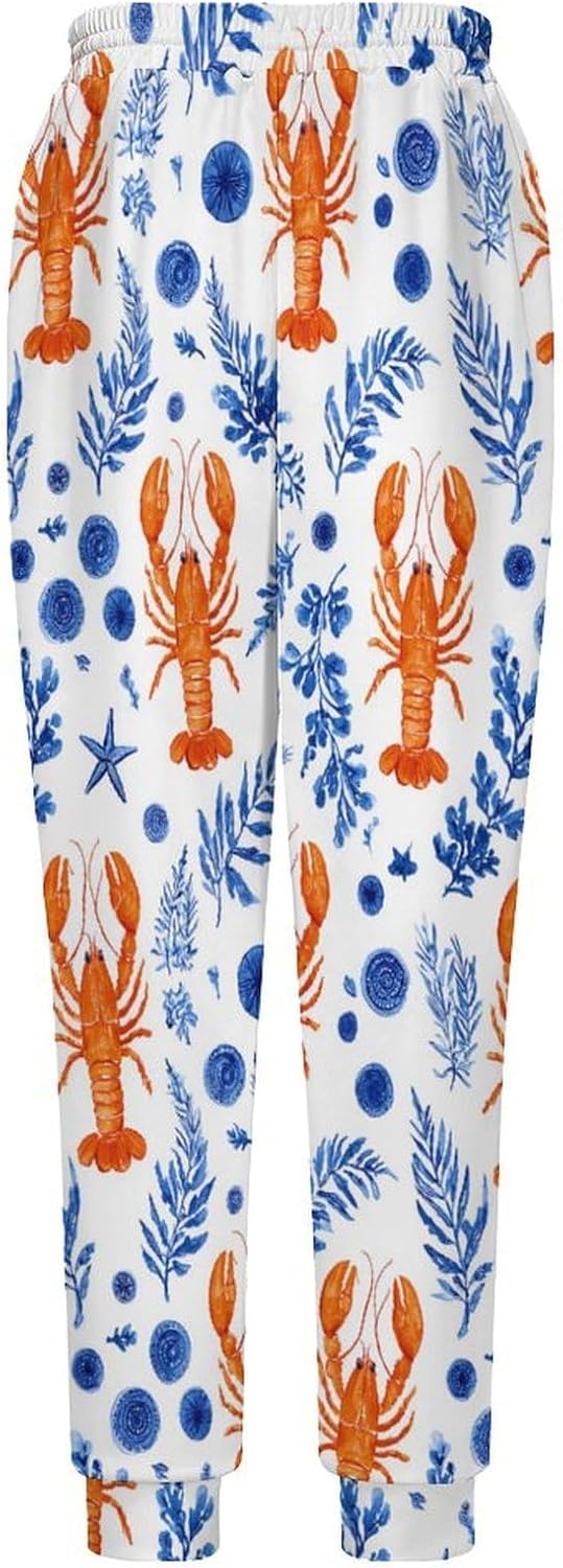 Nautical Orange Lobster Men Pants Lightweight Sweatpants Joggers Pant 4XL