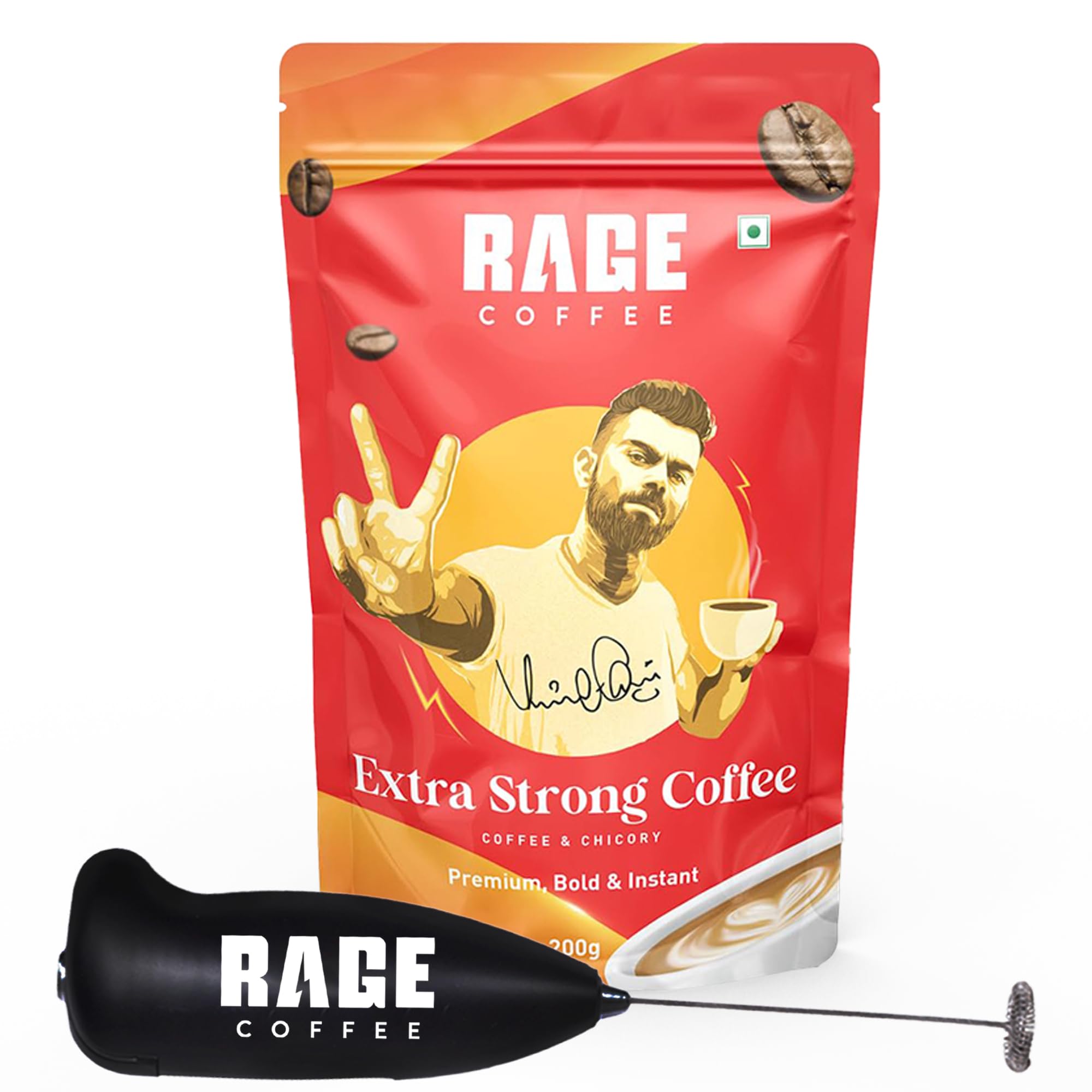 Rage Coffee Extra Strong Blend (200g) + Frother - Bold Coffee Experience with Perfectly Frothy Creations (B0DF7T2VM8) Amazon Price History, Amazon Price Tracker