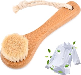 Boar Bristle Laundry Stain Brush, Laundry Cleaning Brush, Natural Fabric Care Tool with Bristles, Stain Removal Tool for Shoes, Cleaning