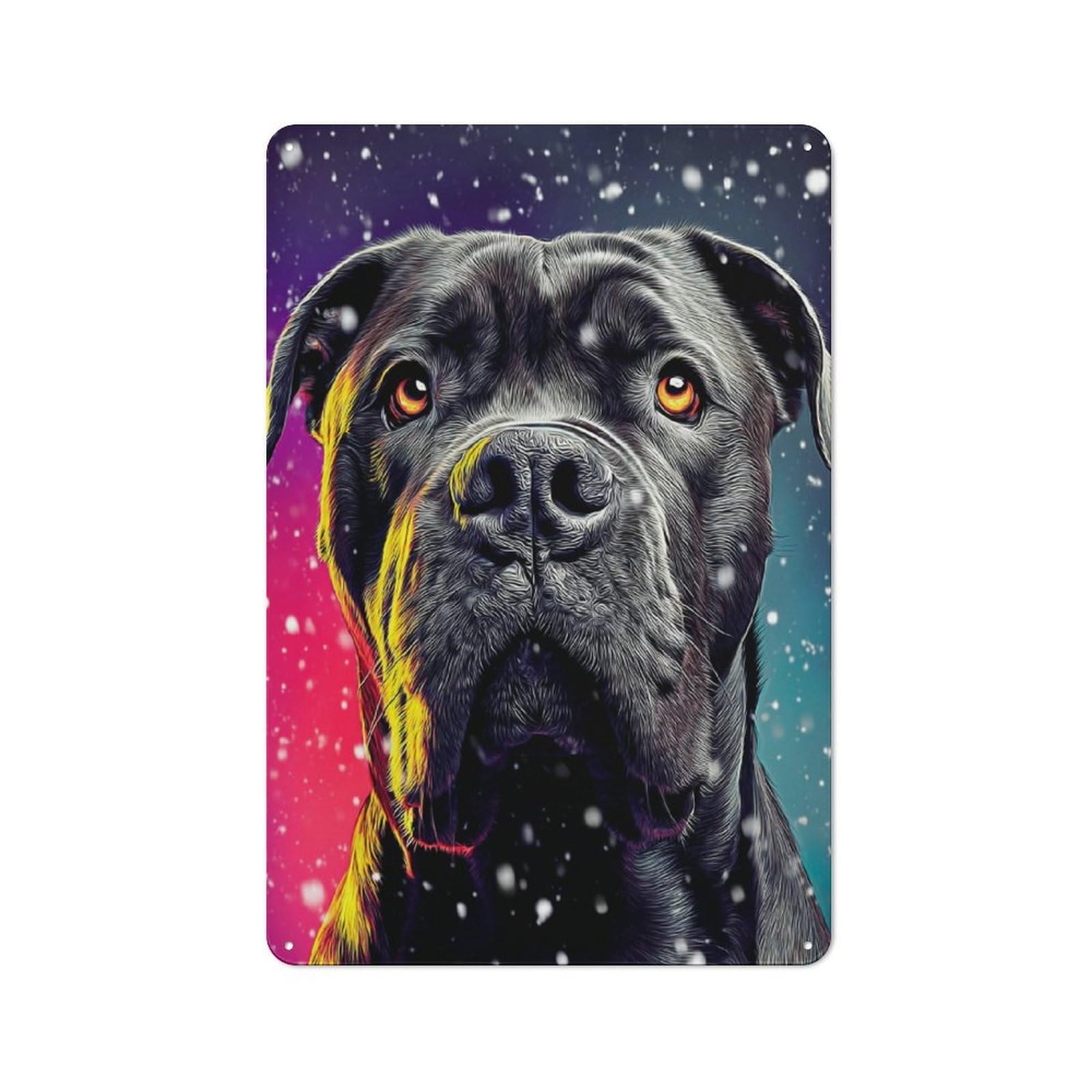 Junmoney Neon Vibrant Dog Portrait -1 Vintage Tin Sign 30X20cm Featuring For Café Or Home Bar, A Metal Wall Feature For Cafés And Home Bars