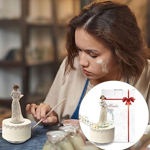 Miniatura 7 de Kibuhain U R My Sunshine - Caja de música con base giratoria, escultura de resina pintada a mano, cajas de música para mujeres, niñas, mamá, hija