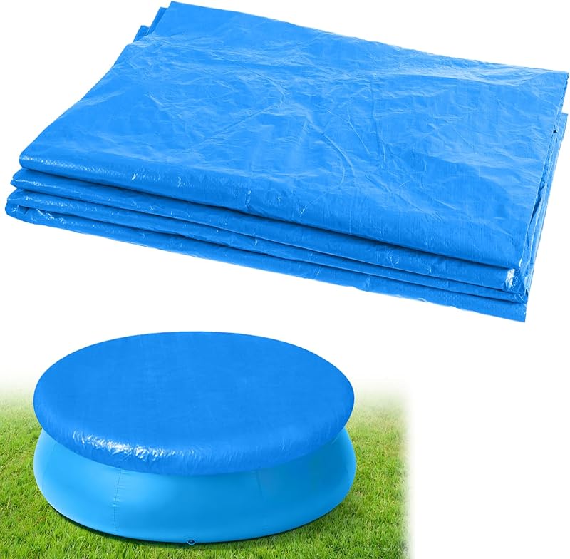 Round Inflatable Above Ground Pool Cover 10FT Round Pool Cover with Drawstring Design for Easy Installation,Solar Covers for Outdoor Inflatable Swimming Pools,Prevent Leaves, Dust Pool Covers 10‘