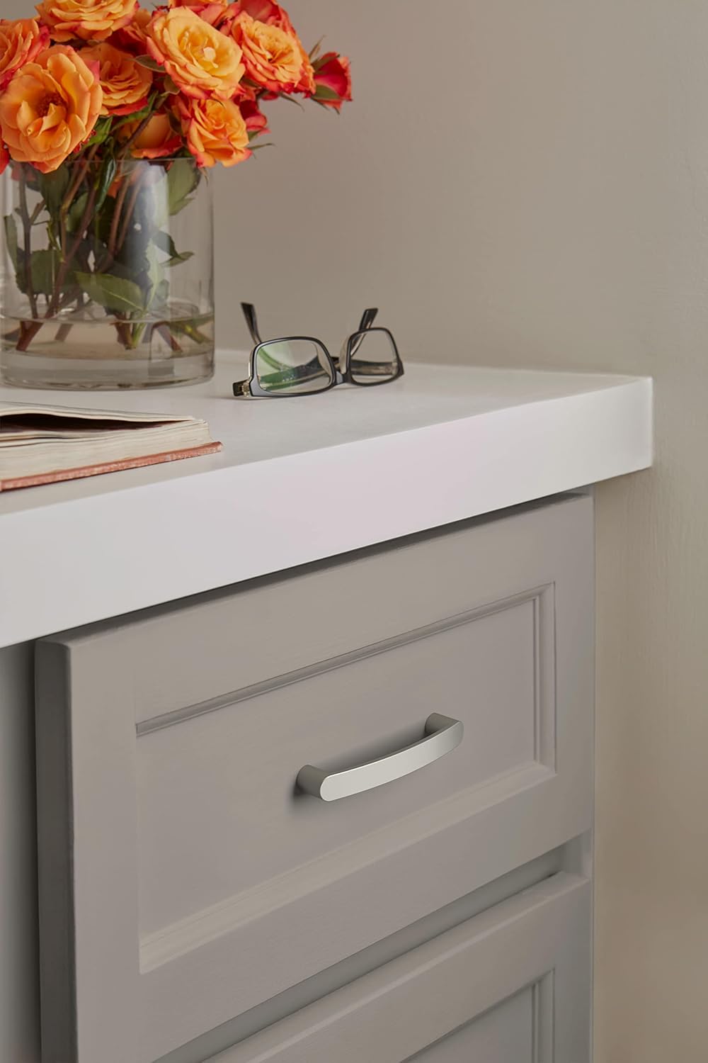 Amerock Rift 3-3/4 inch (96mm) Center-to-Center Satin Nickel Cabinet Pull - 10 Pack