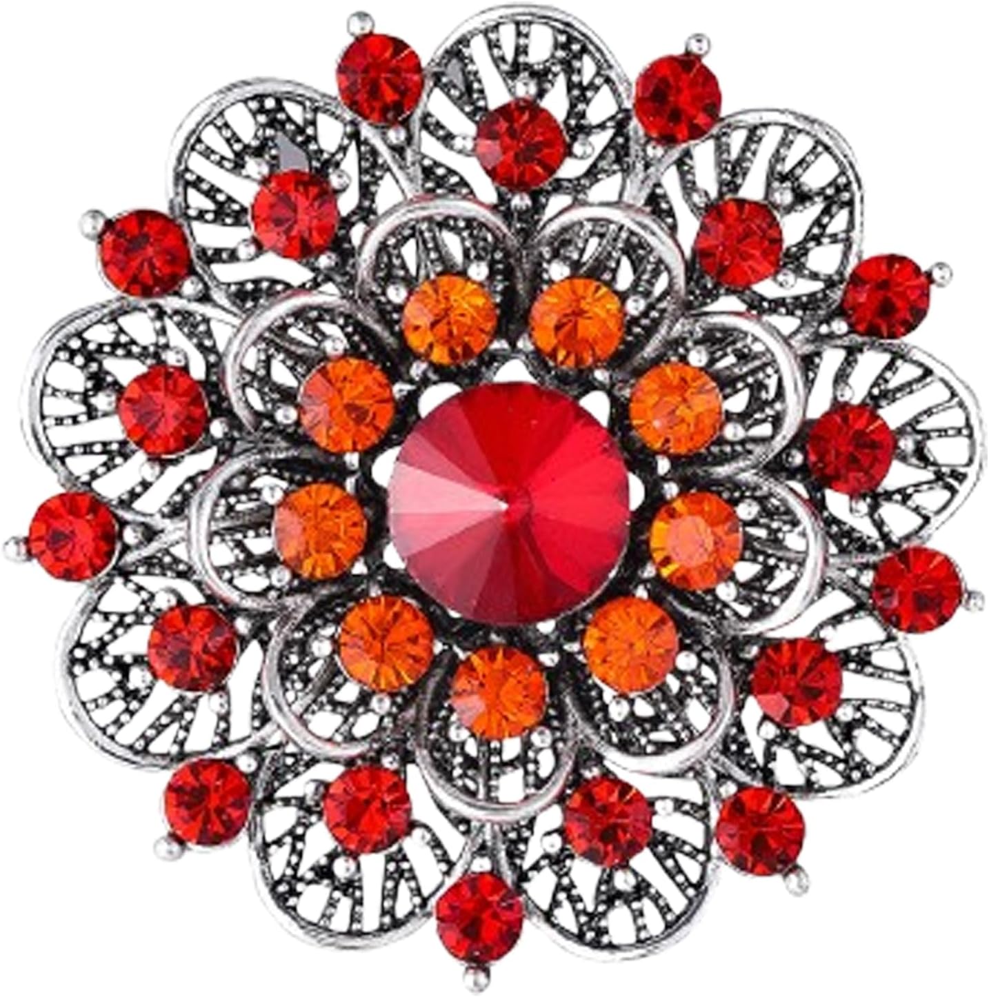 Rhinestone Sunflower Brooch Pin Red Pink Flower Brooch Stylish Crystal Brooch Elegant Clothing Hat Bag Accessories Jewerly for Women