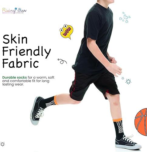 Miniatura 6 de Rising Star Calcetines de algodón para niñas y niños pequeños, calcetines de algodón para 2T-5T con pinzas o para niños 6T-10T sin agarres