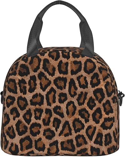 Miniatura 2 de Bagea-Ka Bolsa de almuerzo con estampado de leopardo y guepardo para mujeres y hombres, aislada, reutilizable, con correa de hombro extraíble, para