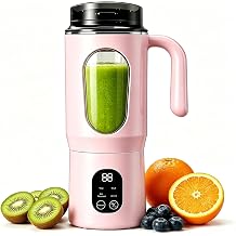 Portable Blender 12-Blades Portable Juicer for Smoothies, 580ml Rechargeable Personal Blenders with Handle &amp; Extra Lid, USB-C Mini Blender Cup for Travel, Office, Gym, BPA-Free (Pink)