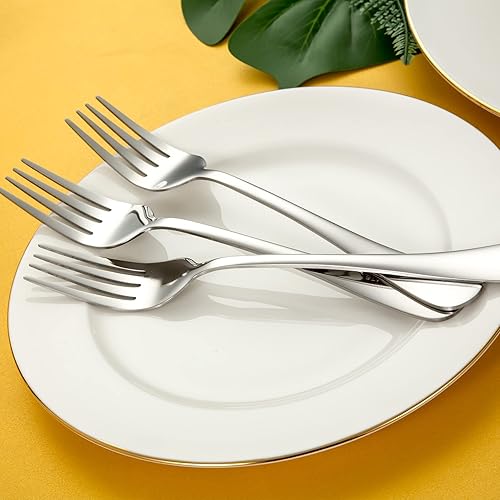 Miniatura 4 de Juego de tenedores de mesa de acero inoxidable de 12 piezas, tenedores de mesa para 12 (plata de 8 pulgadas)