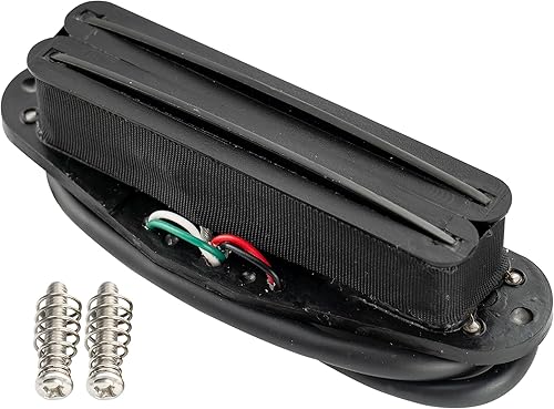 Miniatura 6 de Musiclily Hot Rails Humbucker de un solo tamaño de bobina para guitarra eléctrica Fender Strat Stratocaster Squier, cuerpo negro con rieles negros