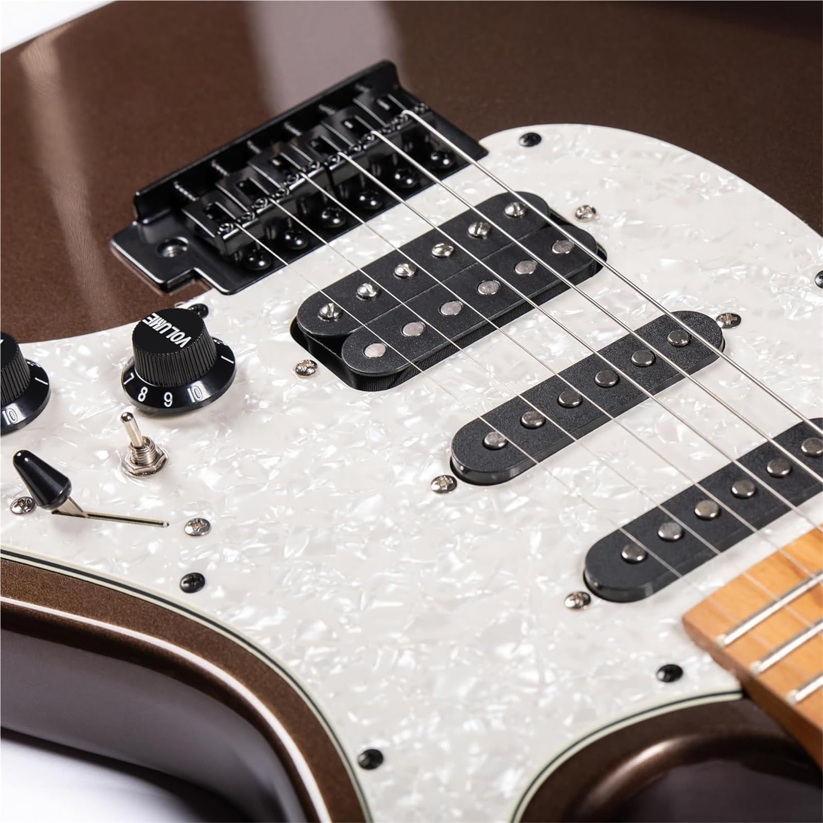Typ Wydajności Gitara Elektryczna Solidne Struny Do Gitary Elektrycznej 7 Metalicznych Wykończeń Korpus Z Topoli Klonowa Gryf Podstrunnica Regulowany SSH Pickup(Brown)