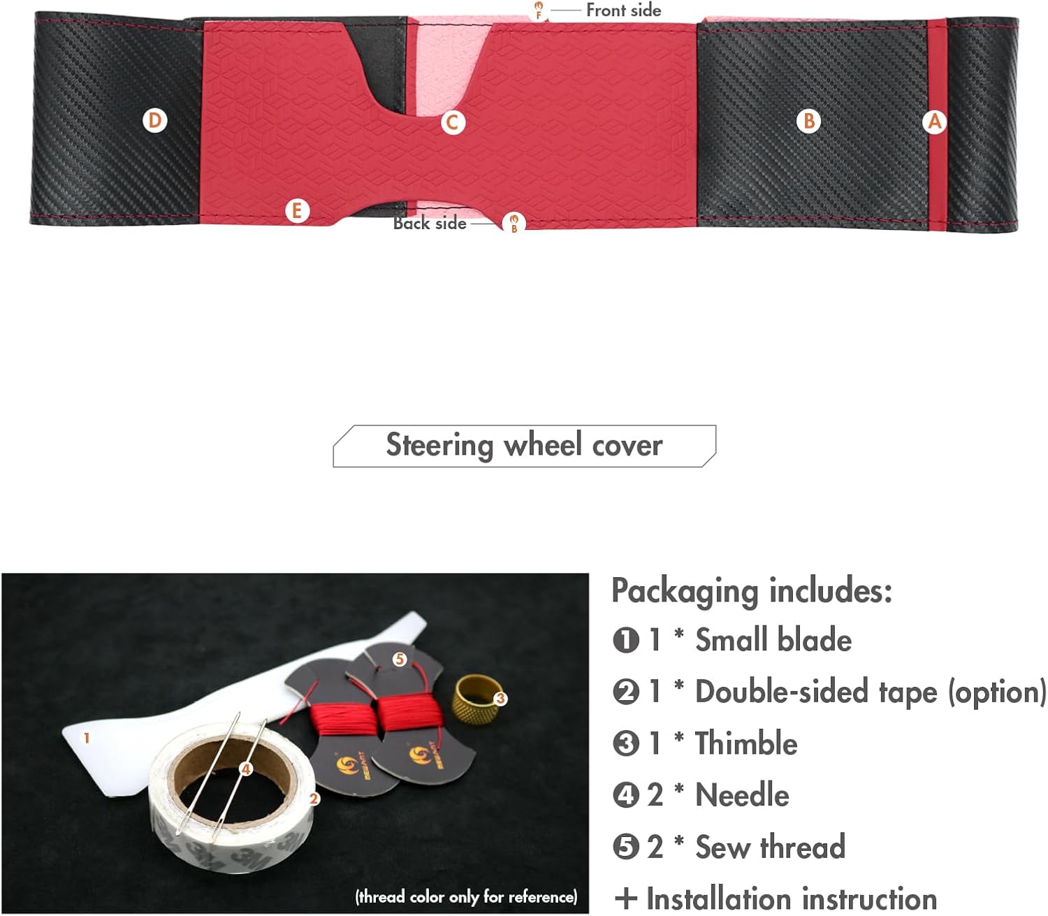 MEWANT Steering Wheel Cover for Ford Mustang 2005-2012 Hand-Stitched Steering Wheel Wrap