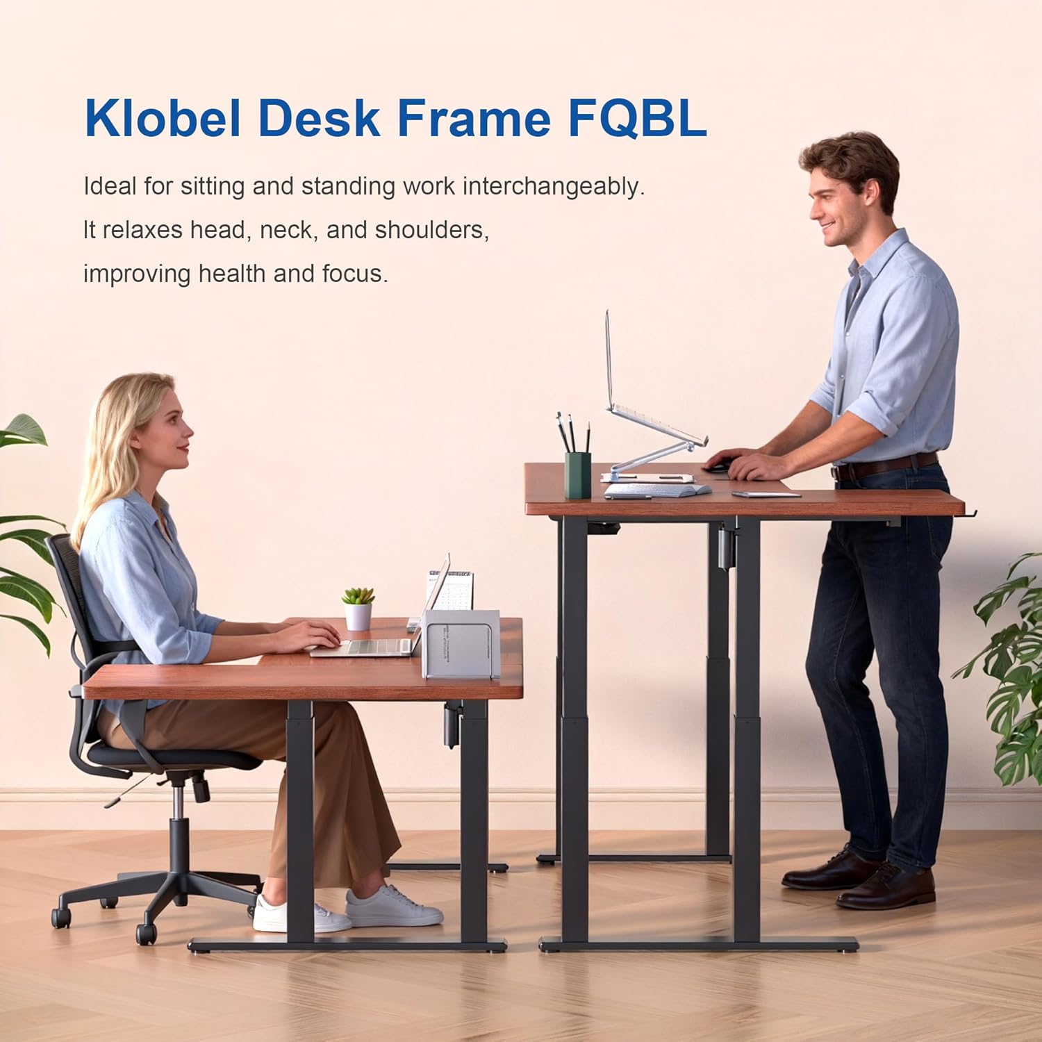 4-Leg L-Shape Standing Desk Frame Dual Motor, Electric Corner Legs Compatible Desktop Size 55″-71″, 264 lbs Weight Capacity, Anti-collision Detection Stand Up Desk Frame Workstation, Black Frame Only