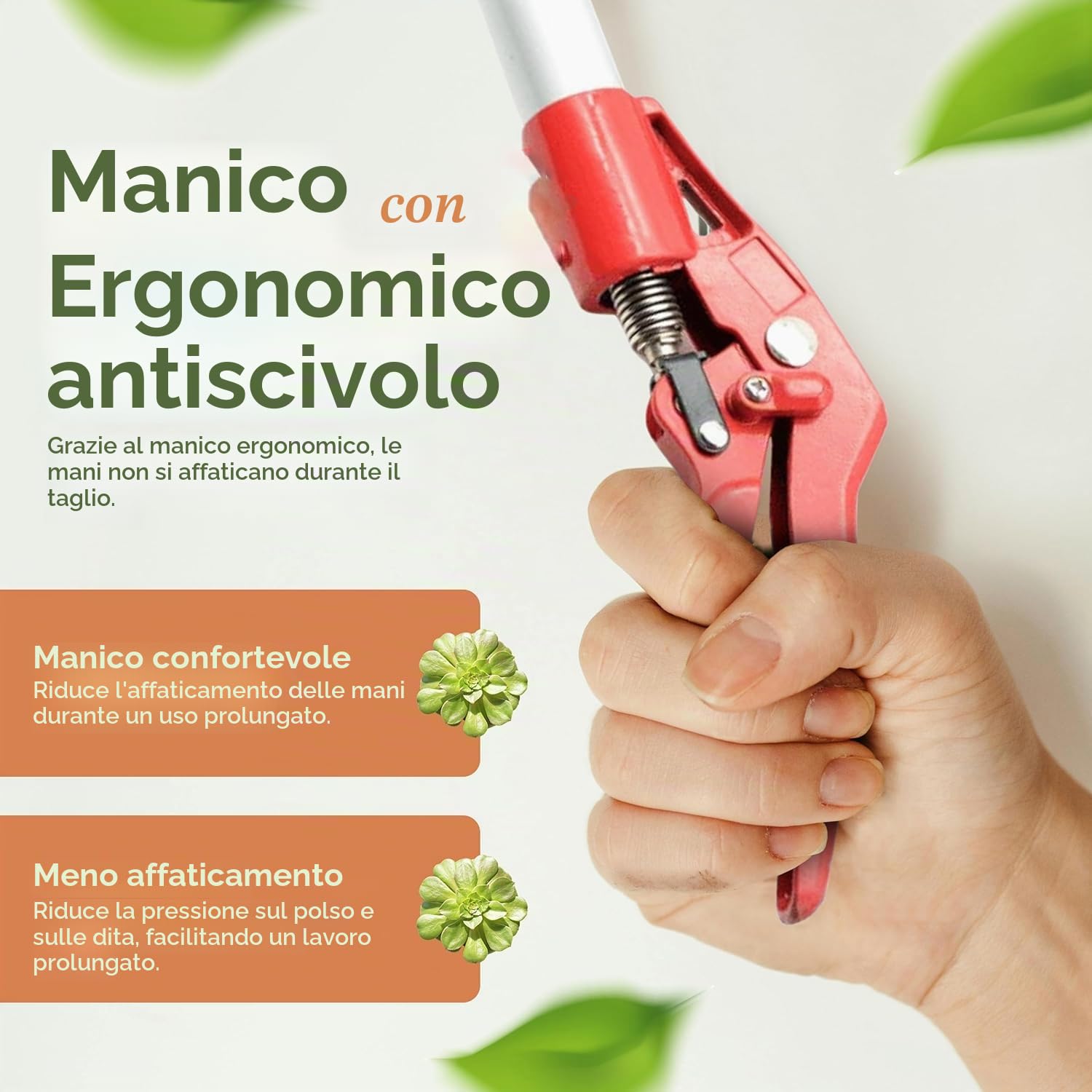 Cesoie telescopiche con sega, 140-300 cm, cesoie da potatura con manico telescopico, troncarami con meccanismo di trazione e lama per sega, cesoie da potatura per rami alti, alberi e arbusti