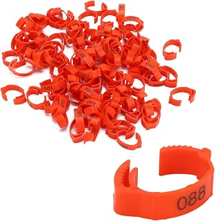 Leg Bands for Birds, 100 Pcs Numbered Pigeons Leg Bands, Poultry Leg Bands Clip on Leg Bands for Baby Chick, Bantam, Finch, Dove, Lovebird, Coturnix Quail red 1-100