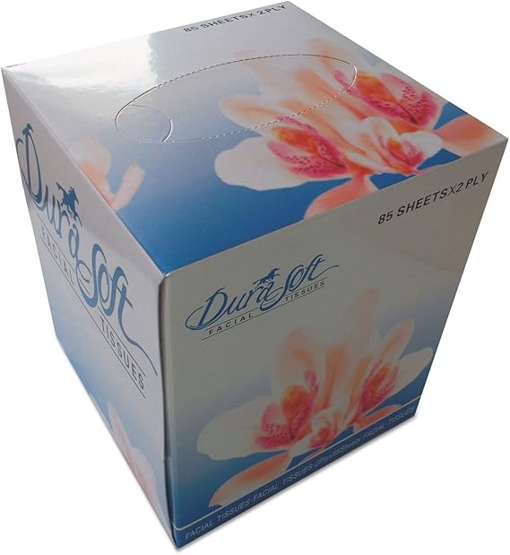 Facial Tissue Cube Box, 2Ply, White, 85 Sheets/Box, 36