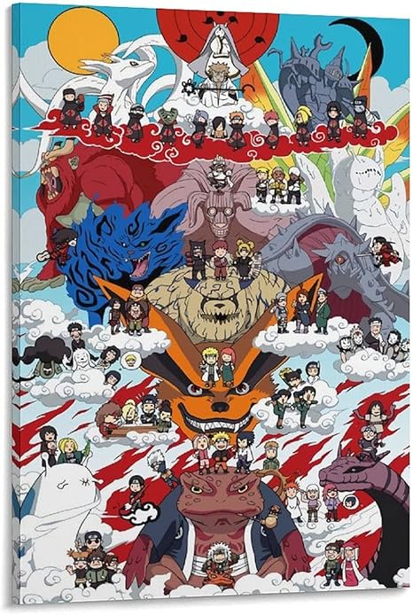 Amazon ナルトアニメポスター壁画現代美術イラストリビングルーム寝室オフィス壁装飾絵画キャンバス印刷吊り下げ絵画 12x18inch 30x45cm ウォールステッカー オンライン通販