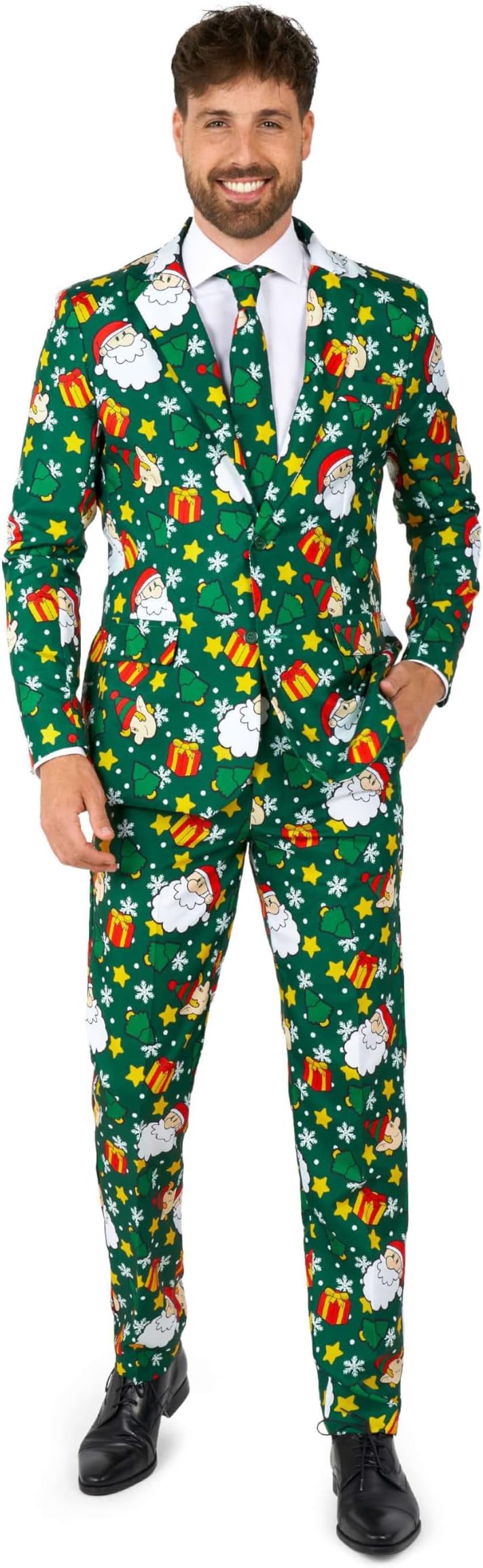 Men's Christmas Suit - Ugly Holiday Festive Outfit - Includes Blazer, Pants, Tie