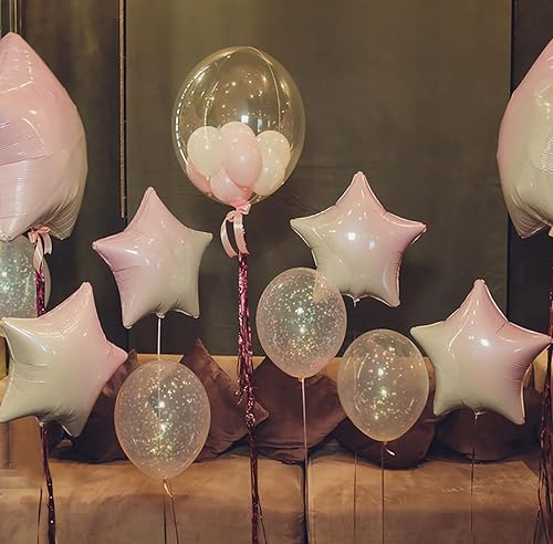 Miniatura 3 de KALOR Globos de Mylar de estrella rosa degradado de 18 pulgadas, 10 globos de helio en forma de estrella rosa y blanca para bodas, baby shower,
