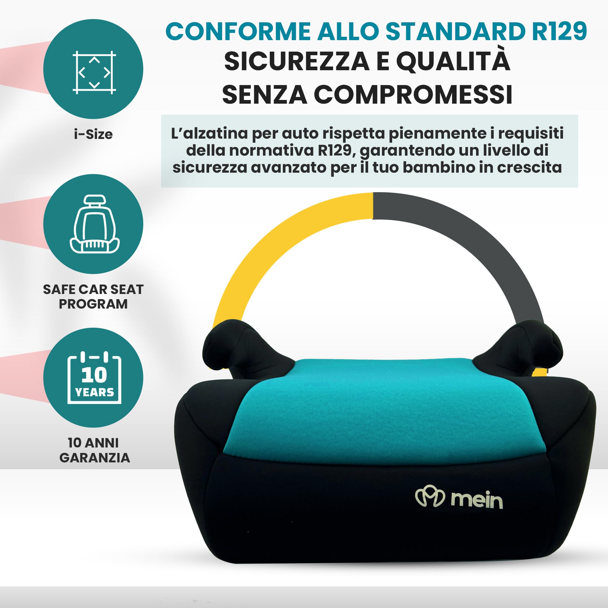 Mein Rialzo Auto per Bambini I-size con ISOFIX Alzatina auto bimbi 125-150 cm Rialzo auto per bimbi 22-36kg Seggiolino auto gruppo 2-3 (6-12 anni) (VERDE)