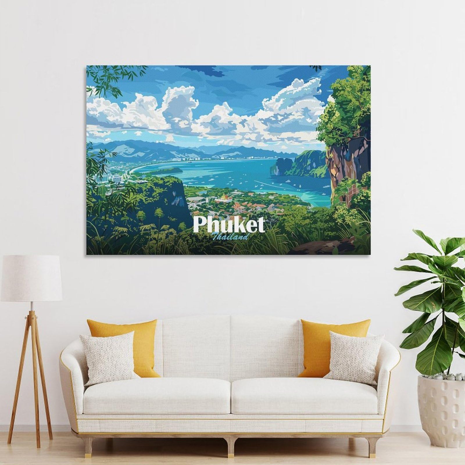 Junmoney Unframe-Style-18 Canvas Wall Art Phuket Island Landscape, 20X30inch(50X75cm), For Lounge, Study, Hallway Or Flat Walls, Canvas Wall Art That Fits Changing Layouts