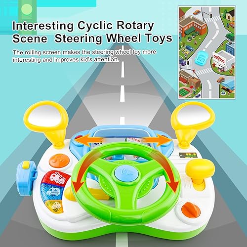 Miniatura 4 de Love&Mini Juguetes de volante para niñas y niños, juguetes de automóvil para bebés con luz y música, juguete educativo de aprendizaje de simulación