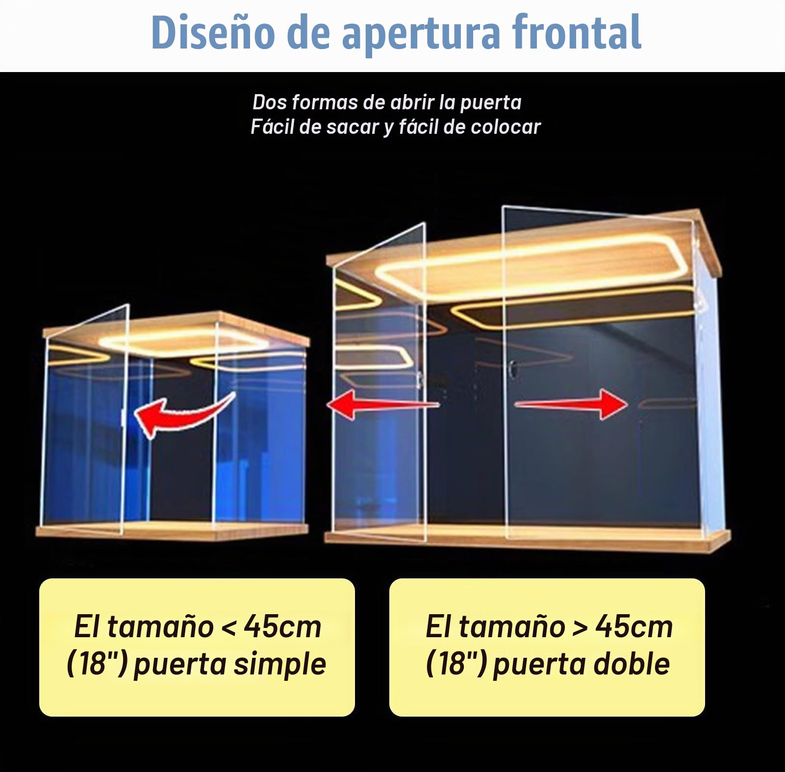 Vitrina de Acrílico Vitrina Alta de Acrílico con Puerta Iluminada y Luz LED, Cajas de Almacenamiento Y Exhibición de PVC para Coleccionables, Vitrina Grande A Prueba Polvo(20x20x35cm/8x8x14in)