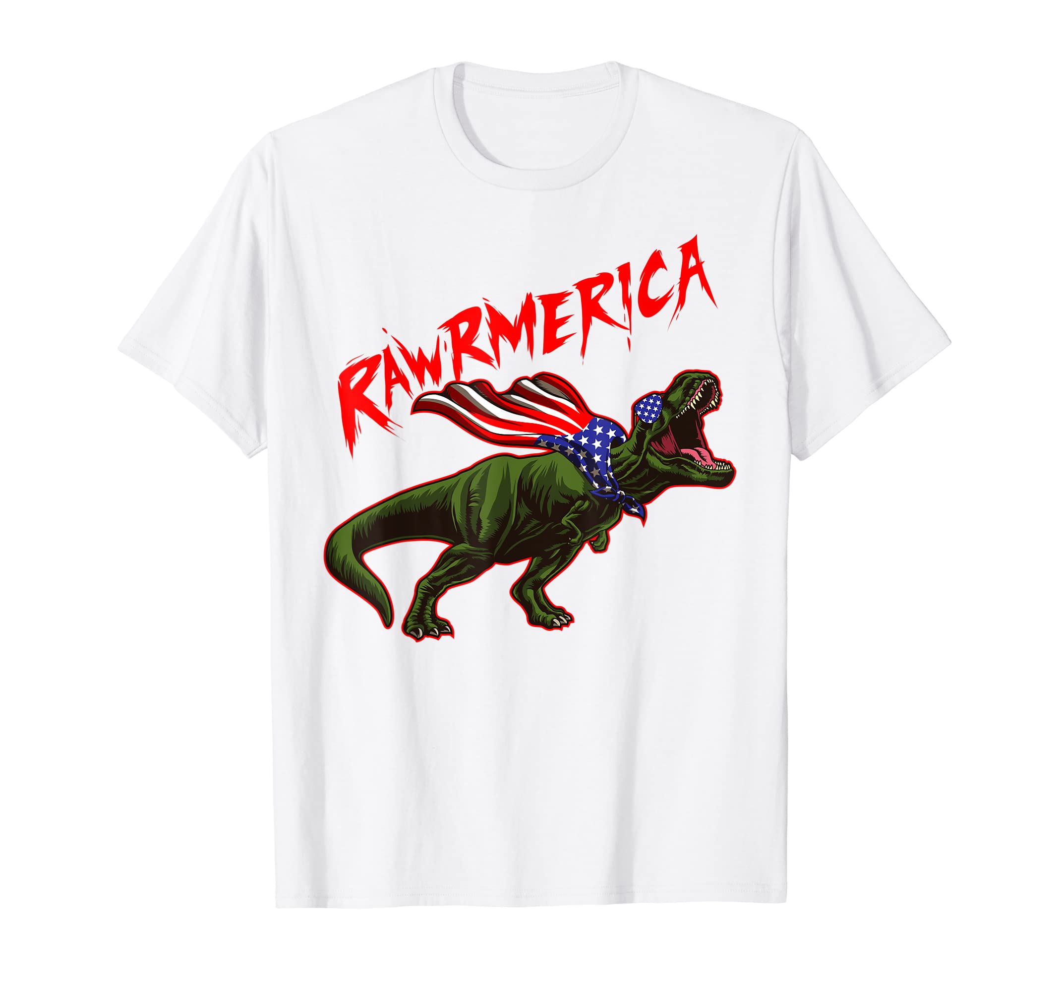 4th Of July T-Rex RAWRmerica Funny American Flag Dinosaur T-Shirt