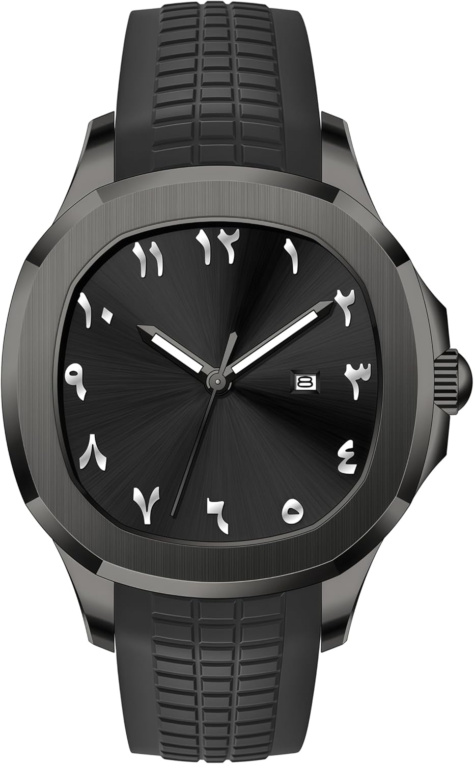 Gosasa Men’s Arabic Numeral Watch with Luminous Hands, 30M Waterproof Quartz Wristwatch, Date Display, Soft Silicone Strap – 1.65" Case