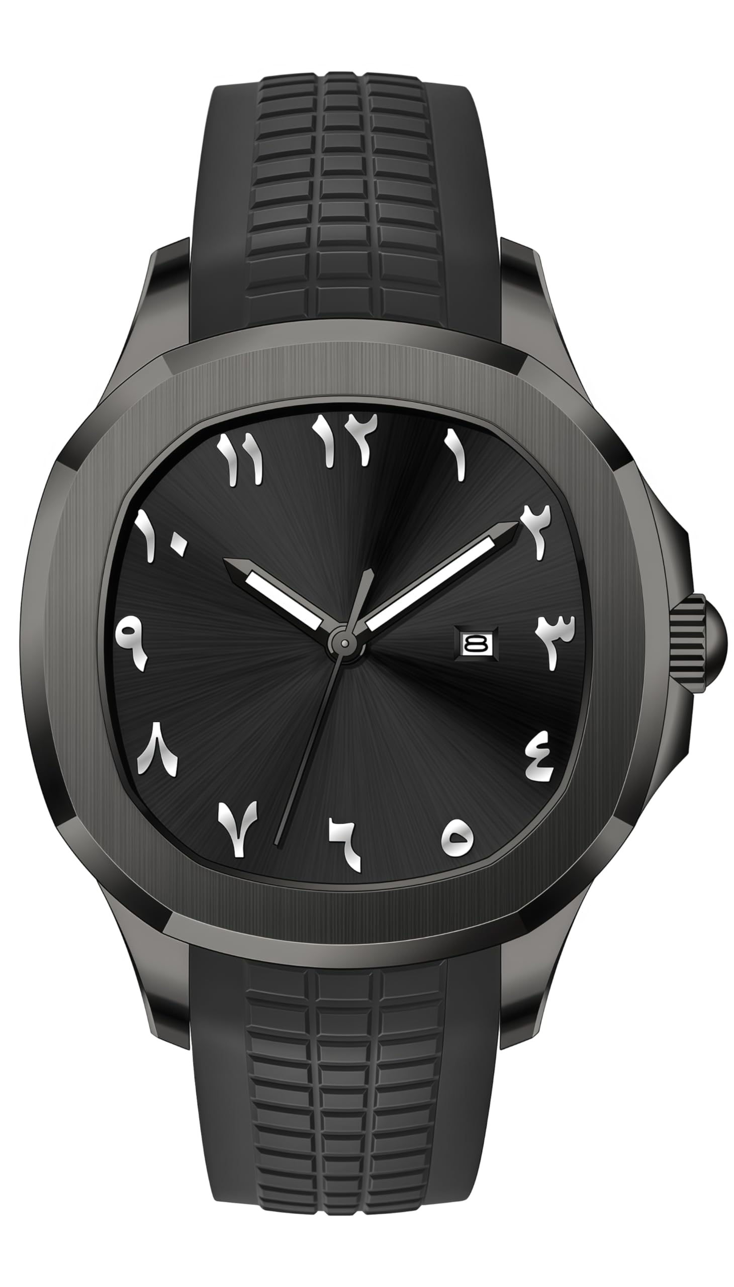 Gosasa Reloj de pulsera para hombre con números arábigos con manecillas luminosas, resistente al agua hasta 30 m, visualización de la fecha, correa de silicona suave, caja de 4,2 cm