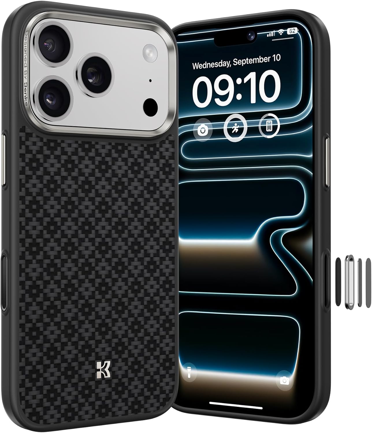 BENKS ArmorPro ArmorGrid Case for iPhone 17 Pro, Built with Dupont Kevlar Aramid Fiber & Flexible TPU, Shock-Resistant Protective Case with Camera Control Button, MagSafe Compatible