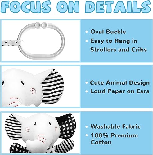 Miniatura 8 de XIXILAND Sonajeros para bebés de 0 a 6 meses, juguetes para bebés de 0 a 3 meses y asiento de automóvil, juguetes de sonajero colgantes, juguetes de