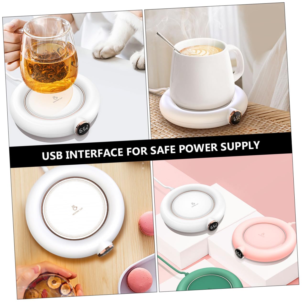 TOYANDONA 1pezzi Scalda Tazze Isolanti per Caffè e Tè Scalda Tazze da Latte Cuscinetto Pratico Sottobicchiere di Ricarica USB per Ufficio e Casa