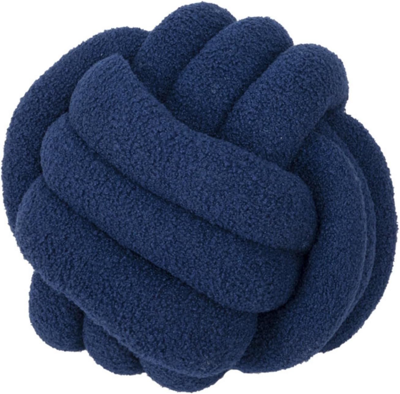 Fay Bless Modern Home Decor Knot Ball Pillow - Handmade Soft Round Cushion for Bedroom, Bed, and Living Room (Deep Blue,22CM)