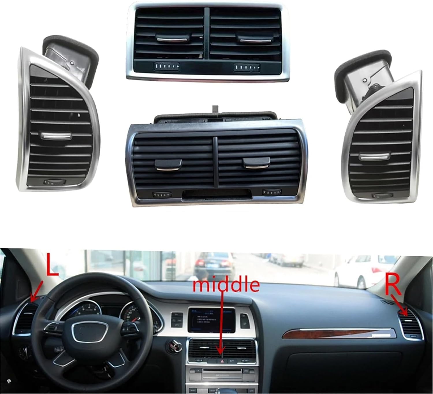 1PCS Air Conditioner Vent A/C Compatible with Audi Q7 4L 2007-2015 Front Rear Panel Dash Louver Air Conditioner Vent A/C Outlet(2PCS Left Rear)