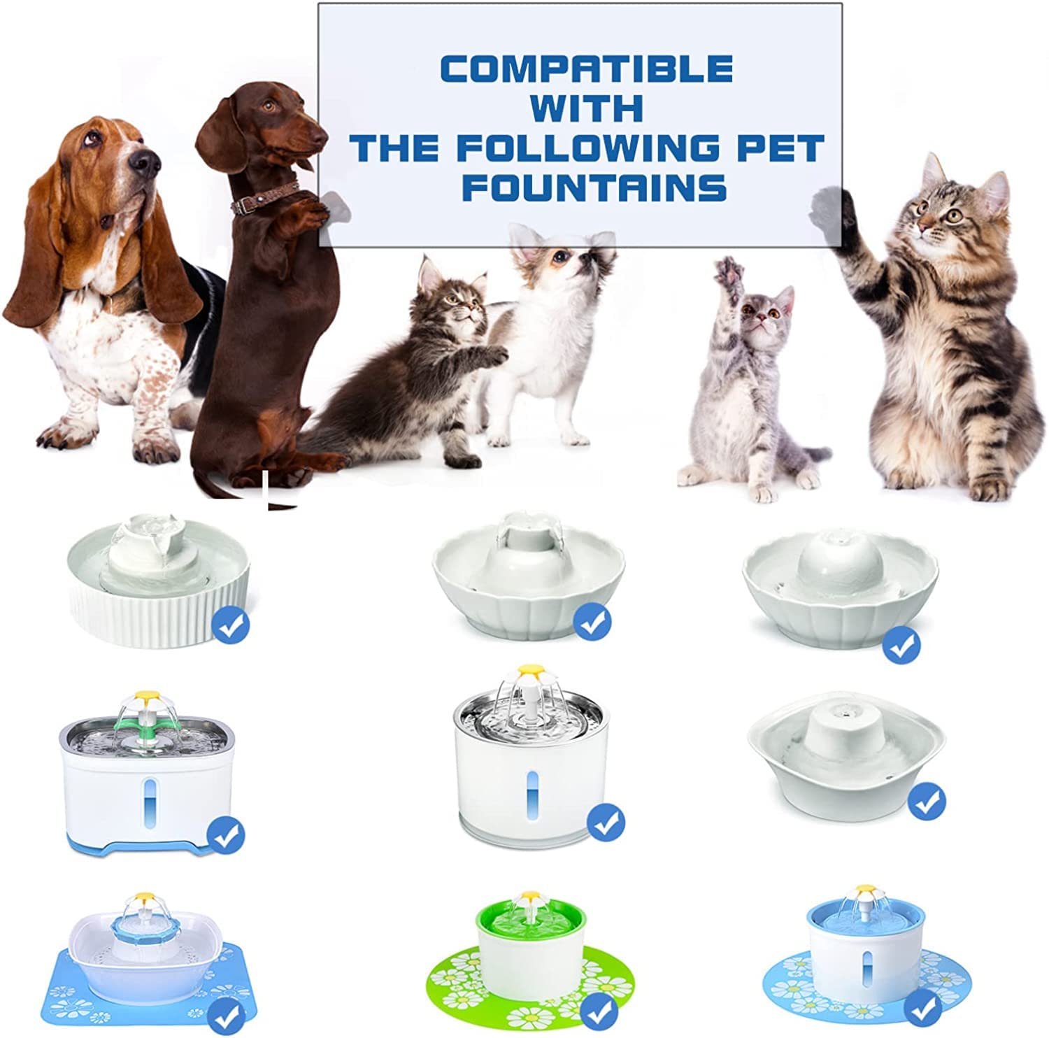Pompe sommergibili, pompa dell'acqua elettrica per animali domestici 12V 2W per fontana per cani e gatti con cavo da 1,9 m, super silenzio a basso consumo energetico per animali domestici