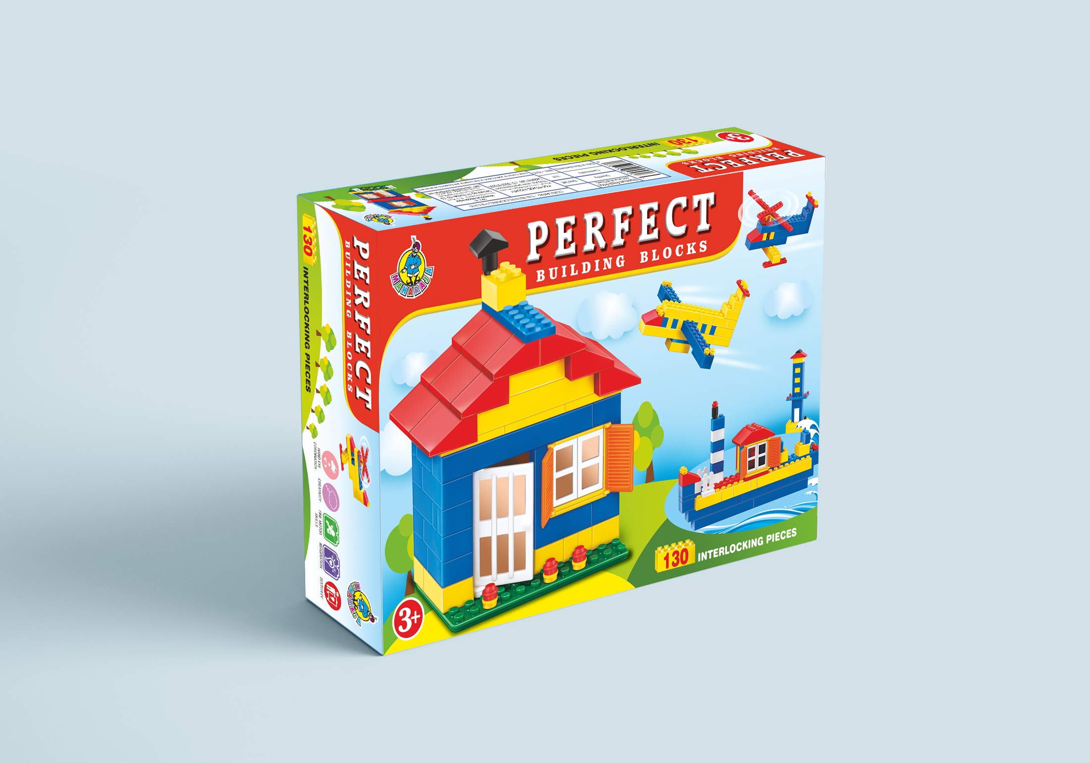 toyztrend Perfect Building Blocks, 130 Pieces Blocks for Kids to Build What They Want to it can be Airplane, Ship, dreamhome, Helicopter and Many More