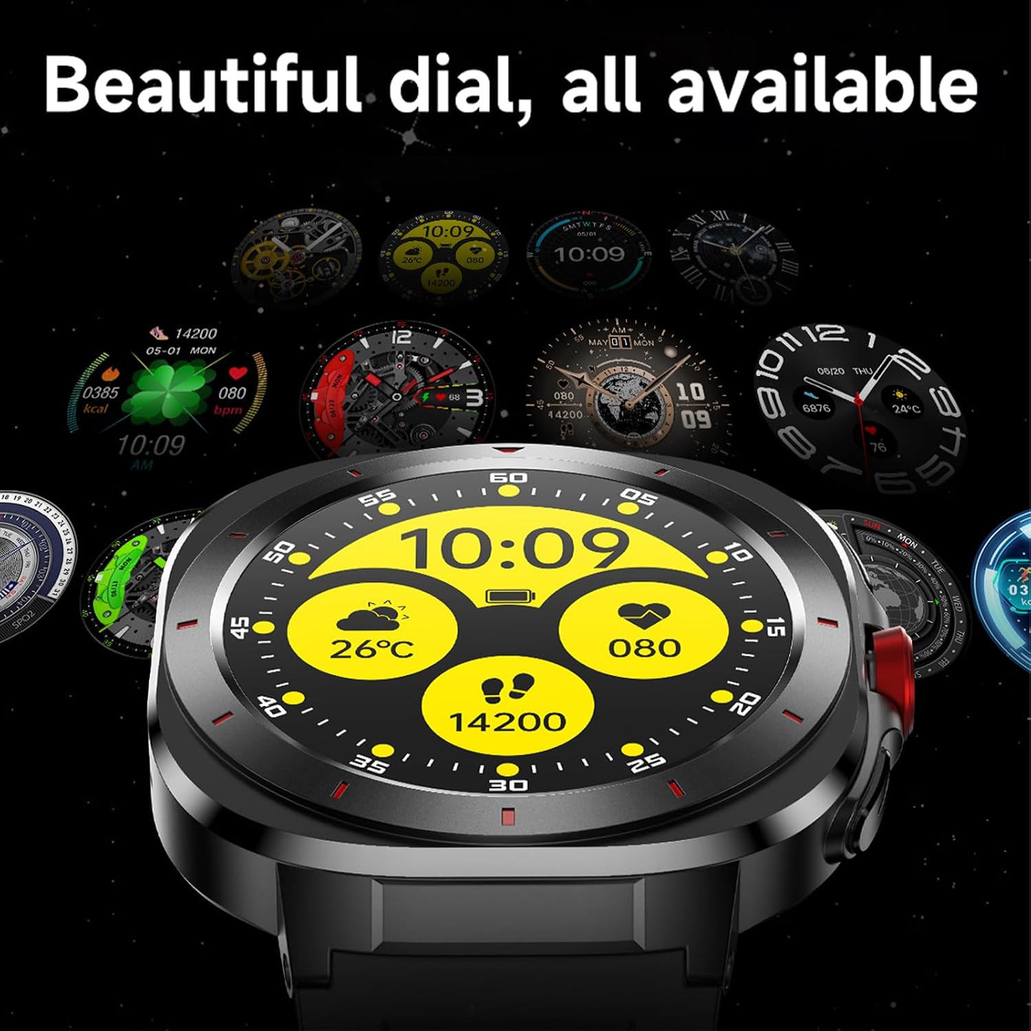 Yihou Military Smart Watches for Men Fitness Watch Fitness Tracker with Heart Rate Monitor Sleep Monitor Multiple Sport Modes Pedometer Bluetooth Call for Android iOS Black Leather