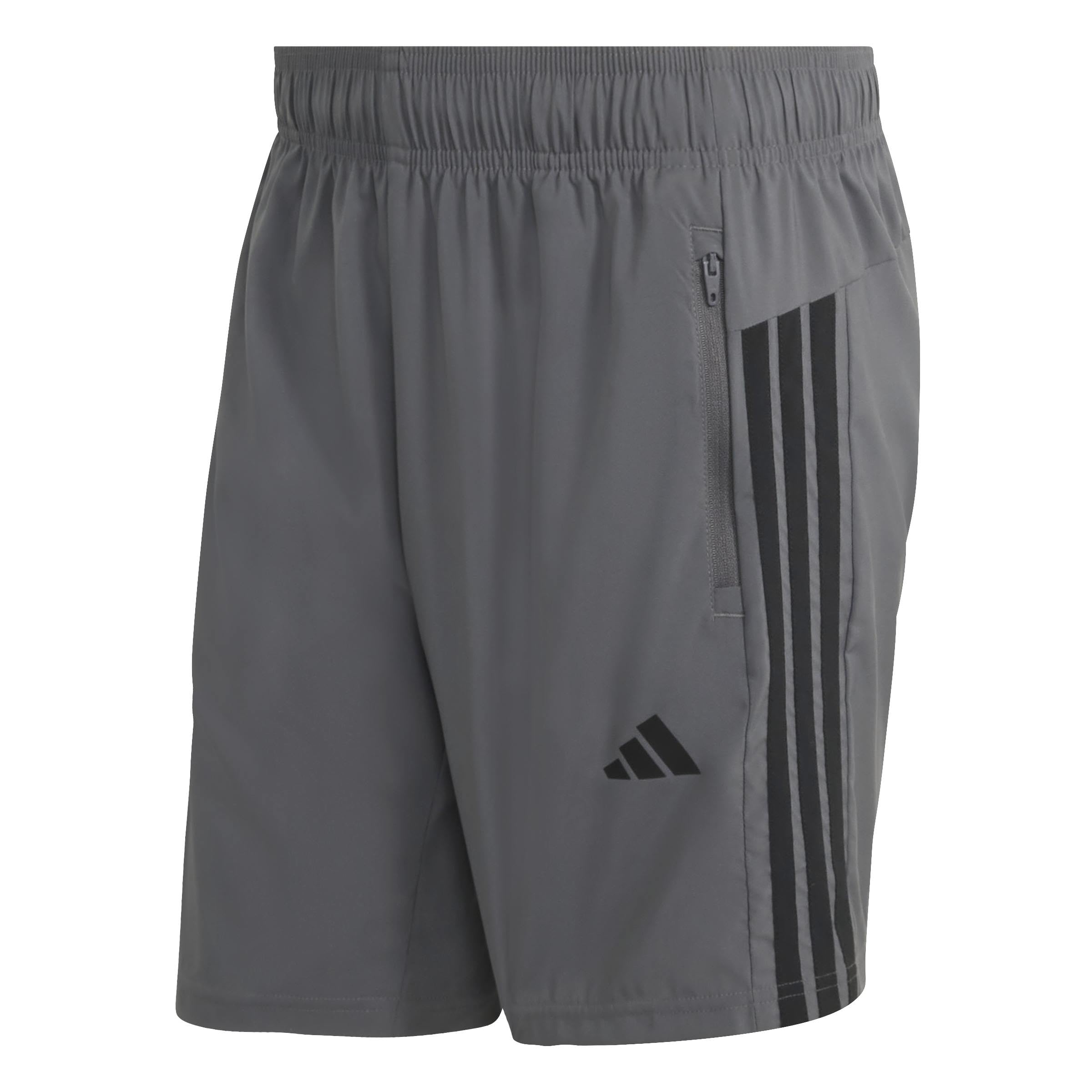 adidas Men's Workout Essentials Base 3 Stripes Woven Short Shorts, Grey Five/Black, XXL