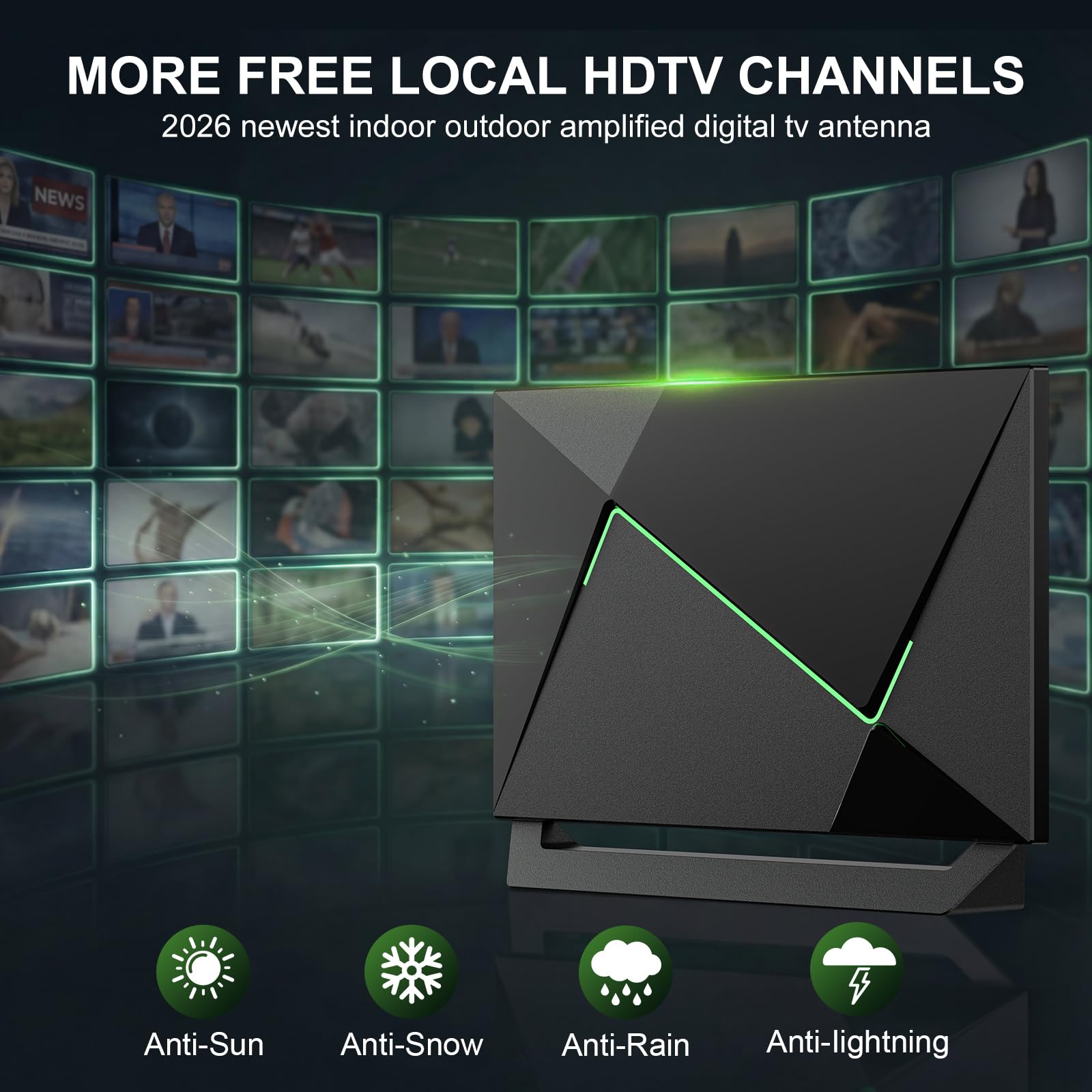 Antenne TV 2025 pour Smart TV intérieure pour chaînes locales Antenne numérique HD Réception longue portée avec amplificateur de signal Prend en charge 4K 1080p HD