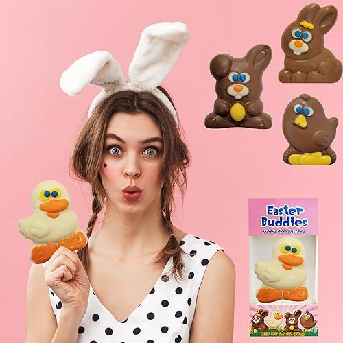 Miniatura 5 de Grandes conejitos de chocolate con leche de Easter Buddies, envueltos individualmente en caja de regalo, lácteos certificados Kosher, 2.5 onzas de