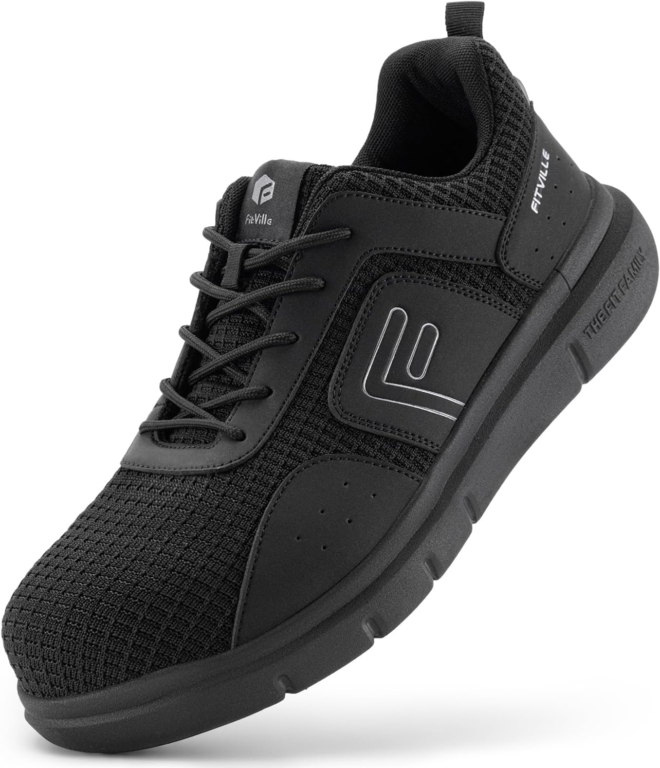 FitVille Exitra Wide Steel Toe Shoes for Men Puncture Proof Composite Toe Safety Work Shoes with Arch Support