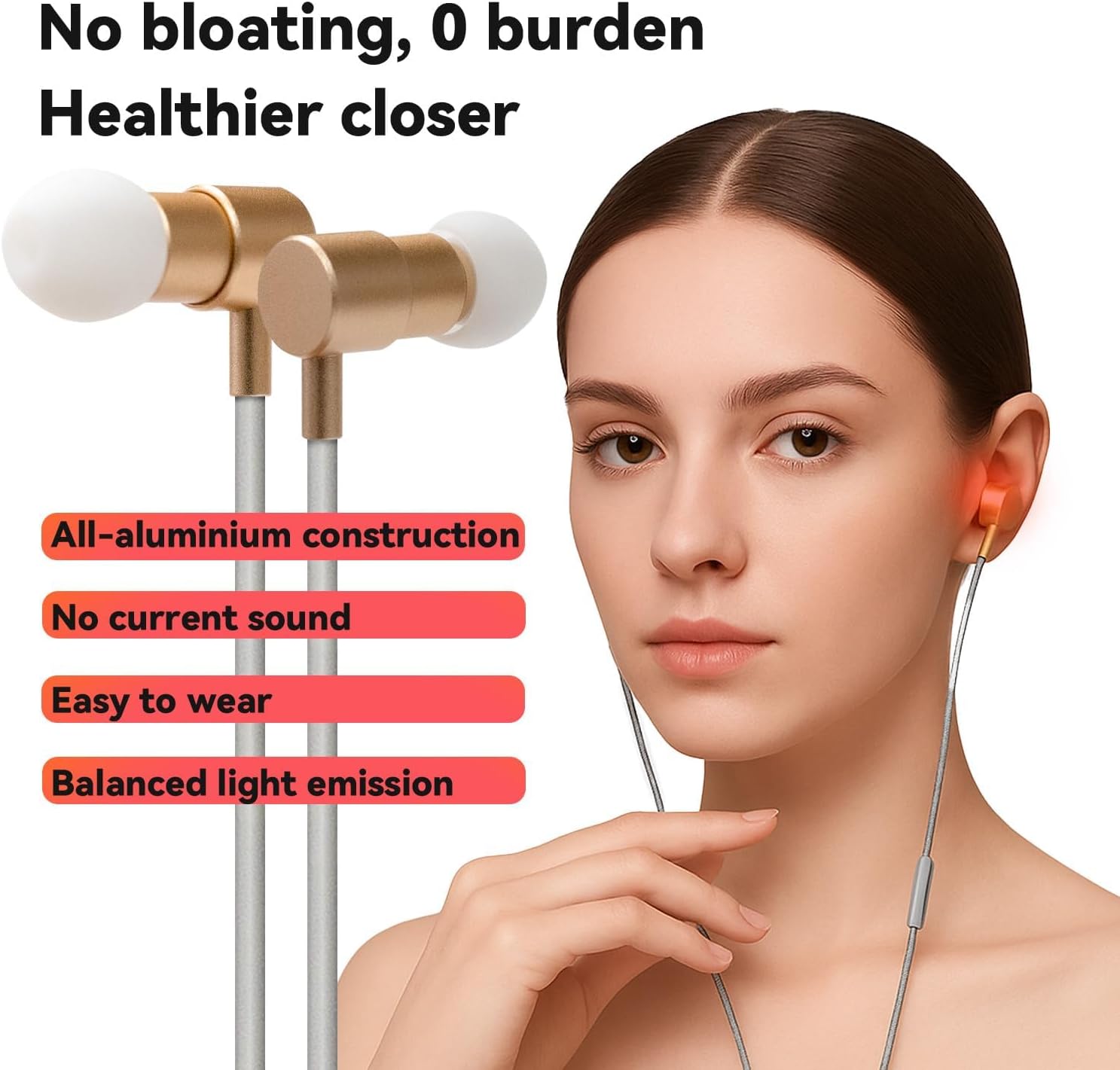 Red Light Therapy for Ears, USB Red Light Therapy for Ears, 650NM Red Light Ear Therapy Device with Nose Replacement Silicone Head, 2-in-1 - Image 3
