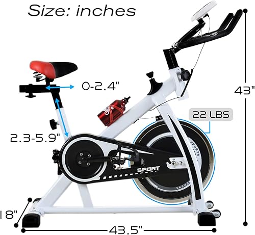 Miniatura 7 de HCB - Bicicleta estática para interiores, bicicleta estática con asiento ajustable y resistencia, cómodo cojín de asiento para bicicleta de ciclismo