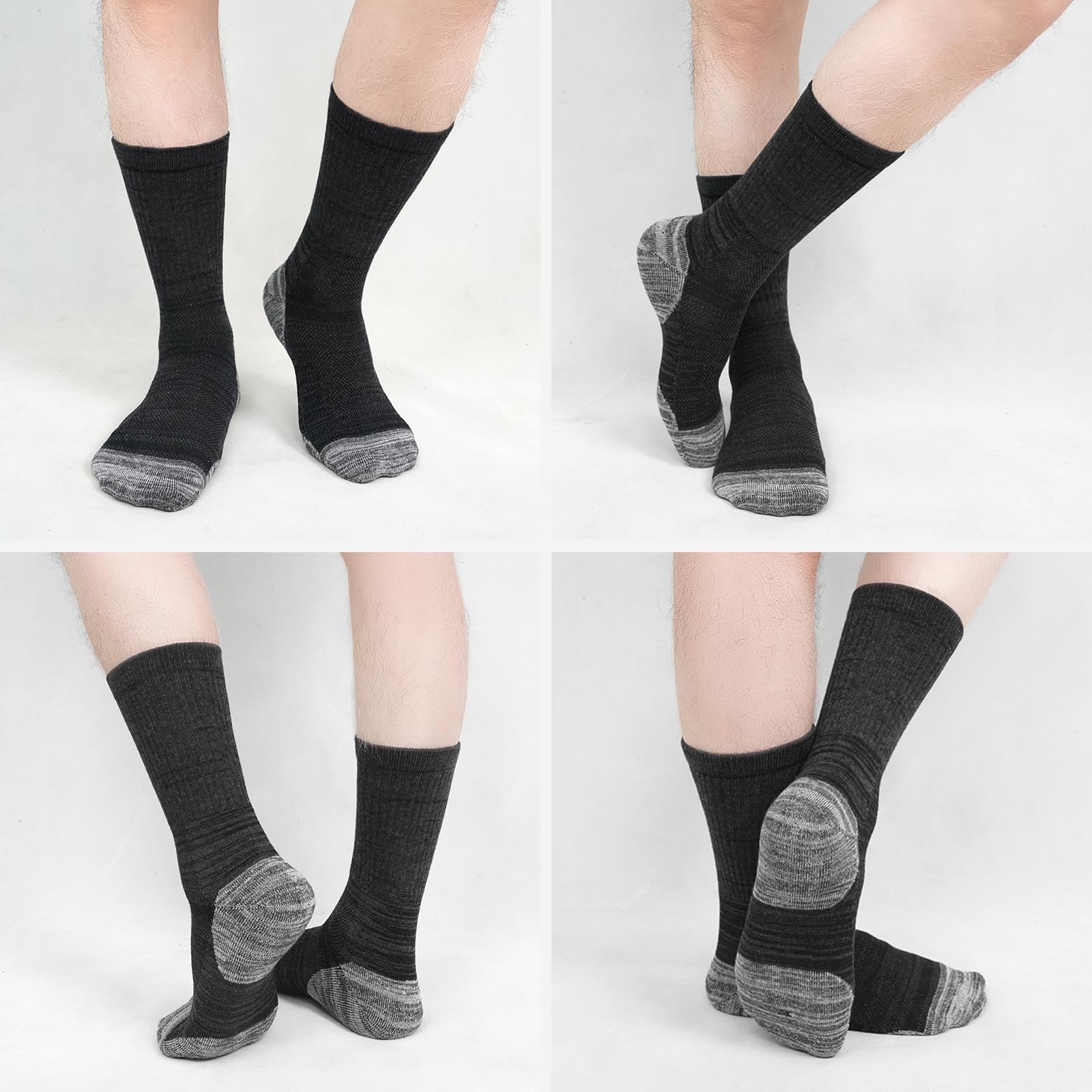 PUTUO Calcetines de Trabajo Hombre Reforzados: Calcetines Hombre Altos de Algodón - Work Socks Transpirable Anti-ampollas per Trabajo Deporte Running 5 pares — view 2
